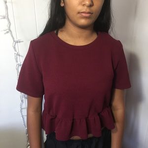 Maroon peplum crop top